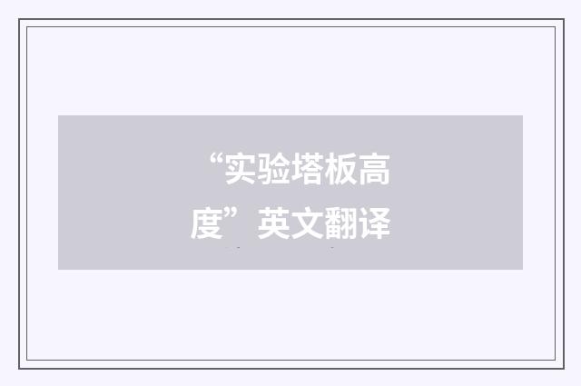“实验塔板高度”英文翻译