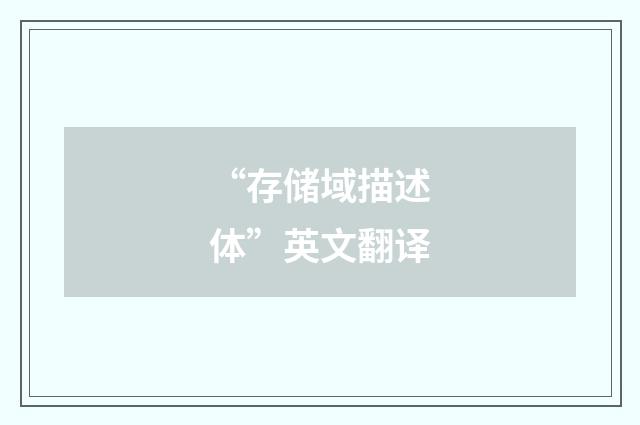 “存储域描述体”英文翻译