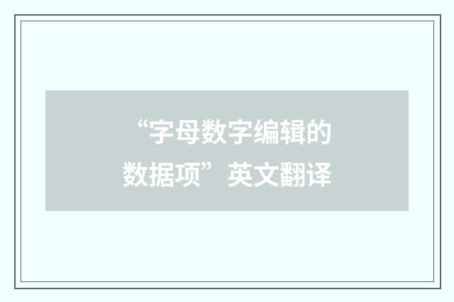 “字母数字编辑的数据项”英文翻译