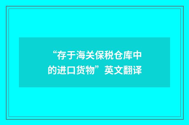 “存于海关保税仓库中的进口货物”英文翻译