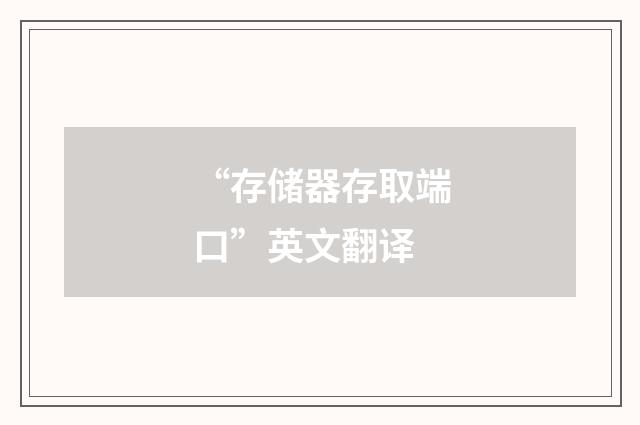 “存储器存取端口”英文翻译