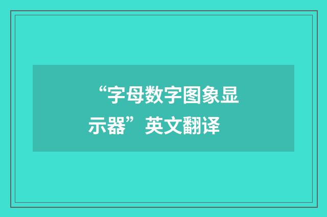 “字母数字图象显示器”英文翻译