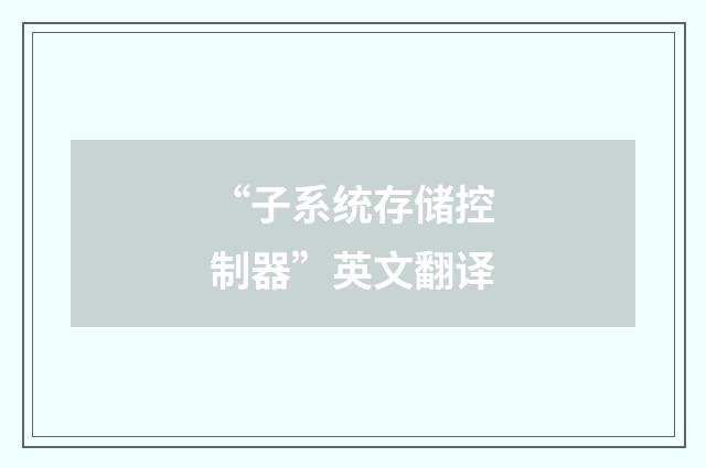 “子系统存储控制器”英文翻译