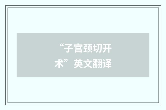 “子宫颈切开术”英文翻译