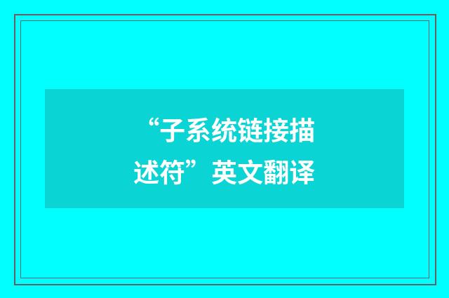 “子系统链接描述符”英文翻译