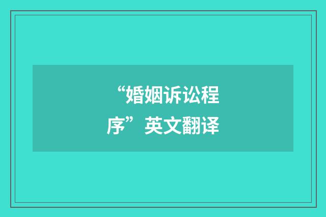 “婚姻诉讼程序”英文翻译