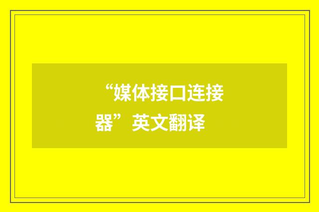 “媒体接口连接器”英文翻译