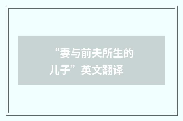 “妻与前夫所生的儿子”英文翻译