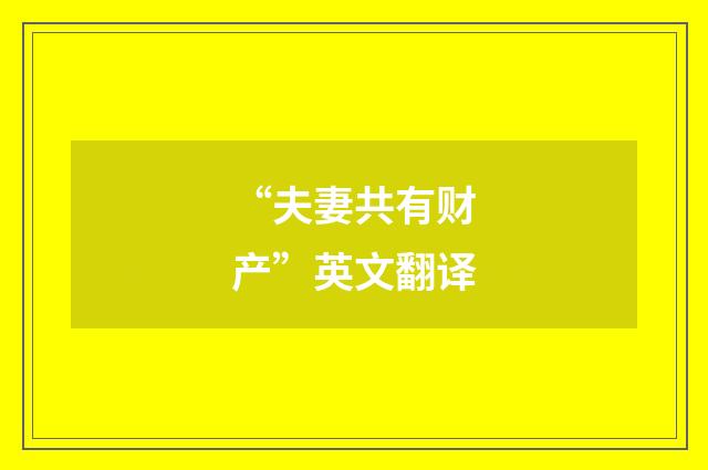“夫妻共有财产”英文翻译