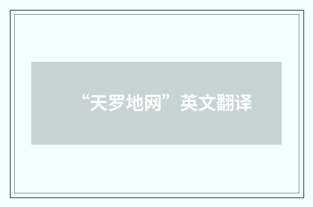 “天罗地网”英文翻译