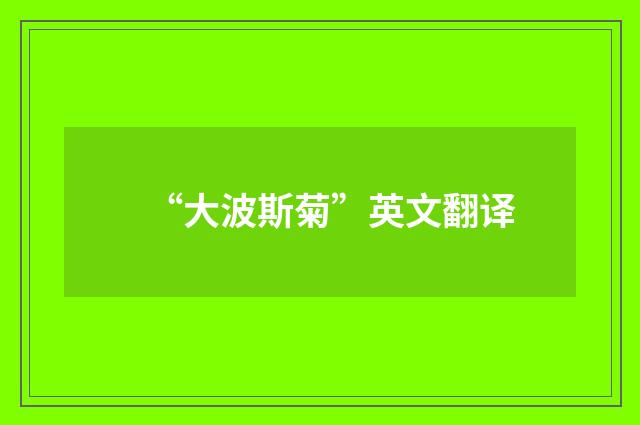 “大波斯菊”英文翻译