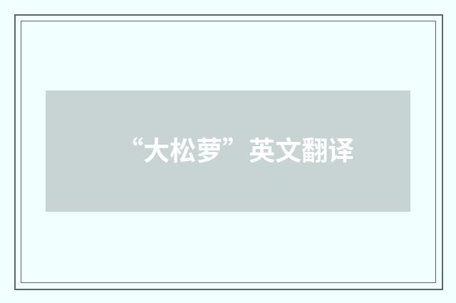 “大松萝”英文翻译