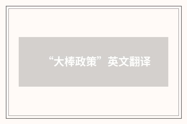 “大棒政策”英文翻译