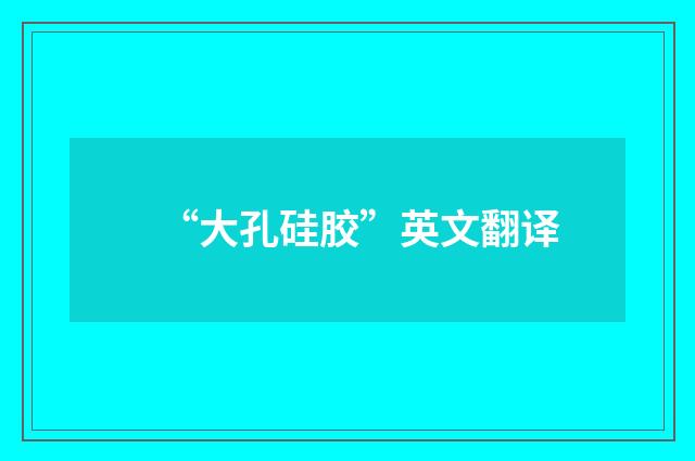 “大孔硅胶”英文翻译