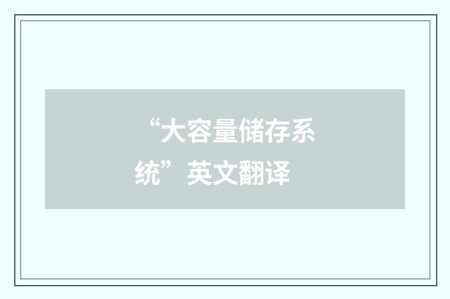 “大容量储存系统”英文翻译