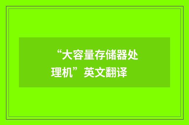 “大容量存储器处理机”英文翻译