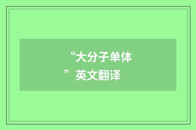 “大分子单体”英文翻译