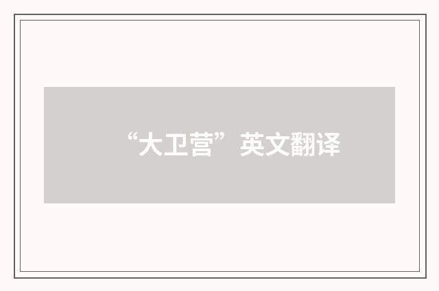 “大卫营”英文翻译