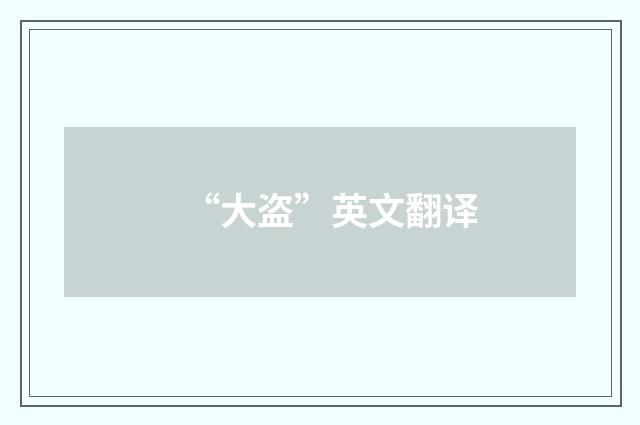 “大盗”英文翻译