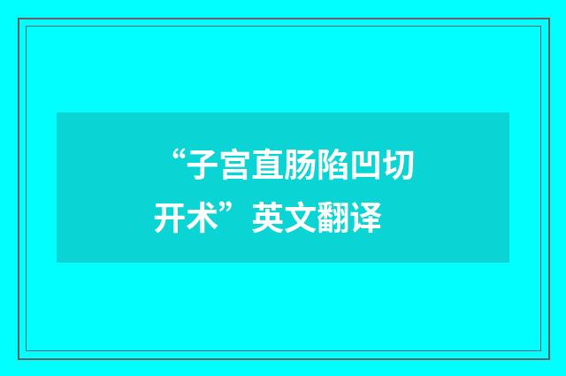 “子宫直肠陷凹切开术”英文翻译