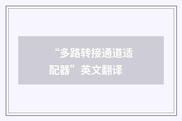 “多路转接通道适配器”英文翻译