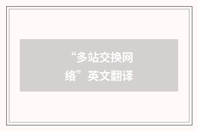 “多站交换网络”英文翻译