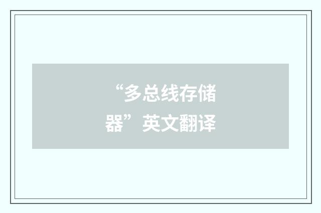 “多总线存储器”英文翻译