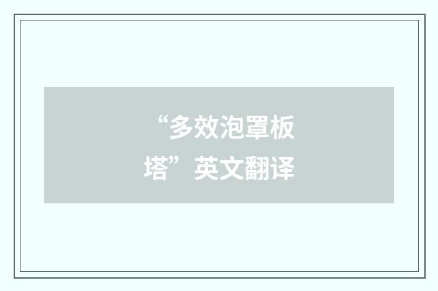 “多效泡罩板塔”英文翻译