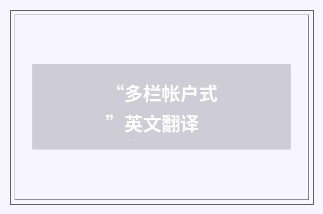 “多栏帐户式”英文翻译