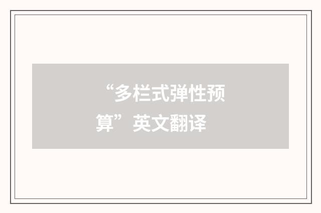 “多栏式弹性预算”英文翻译