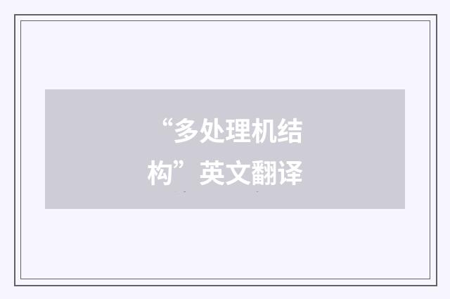 “多处理机结构”英文翻译