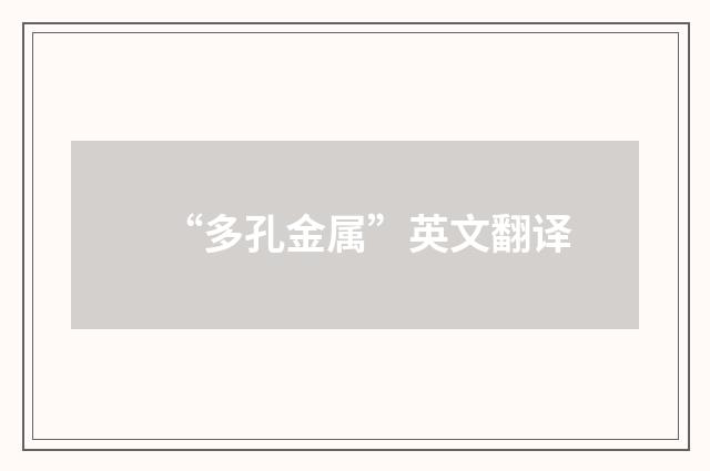“多孔金属”英文翻译