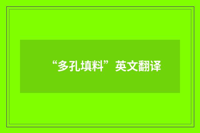 “多孔填料”英文翻译