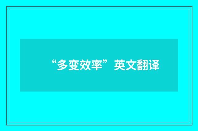 “多变效率”英文翻译
