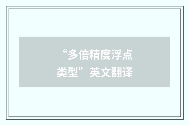 “多倍精度浮点类型”英文翻译