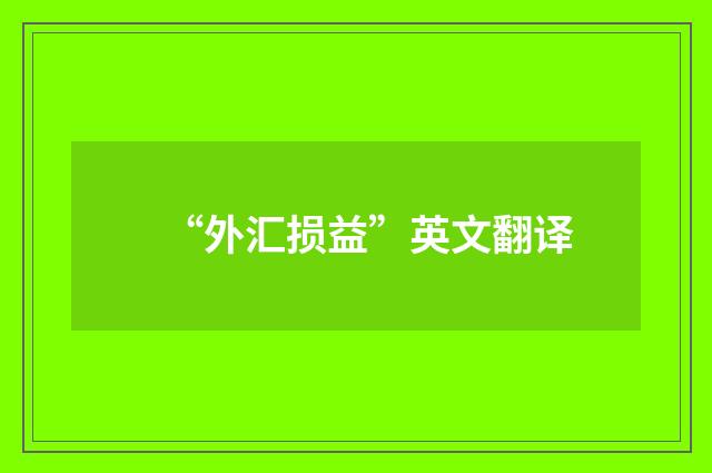 “外汇损益”英文翻译