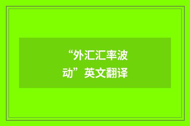 “外汇汇率波动”英文翻译