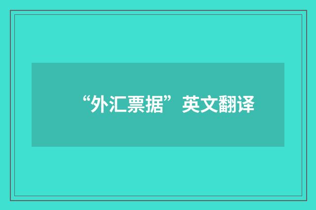“外汇票据”英文翻译