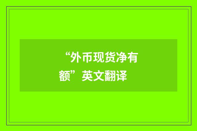 “外币现货净有额”英文翻译