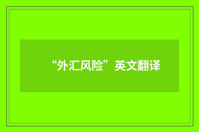 “外汇风险”英文翻译