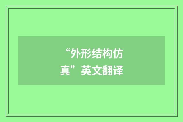“外形结构仿真”英文翻译