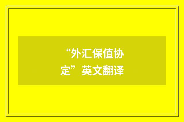 “外汇保值协定”英文翻译