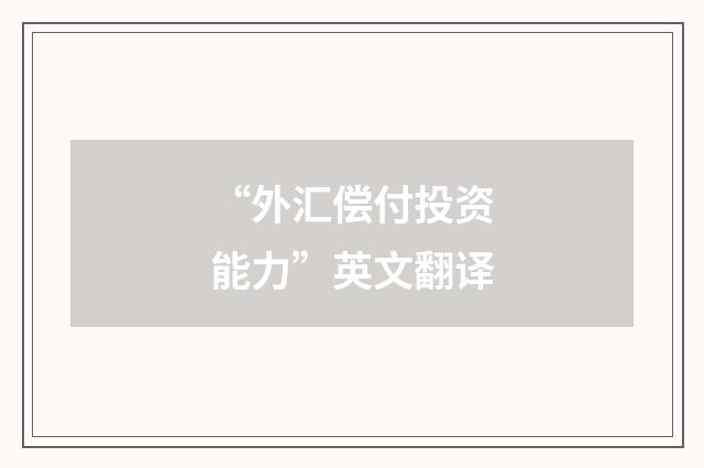 “外汇偿付投资能力”英文翻译