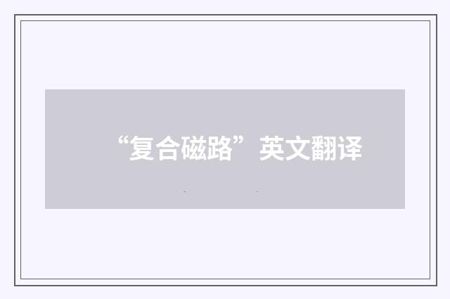 “复合磁路”英文翻译