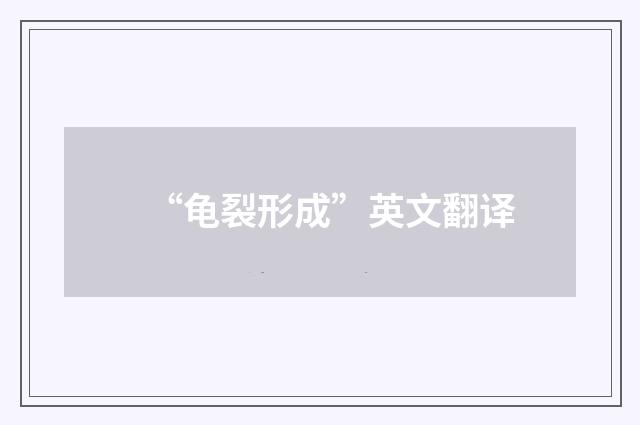 “龟裂形成”英文翻译