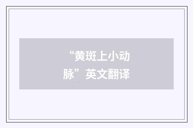 “黄斑上小动脉”英文翻译
