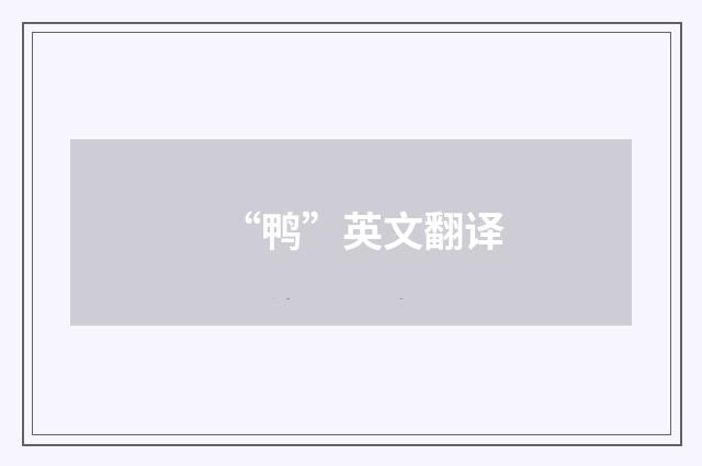“鸭”英文翻译