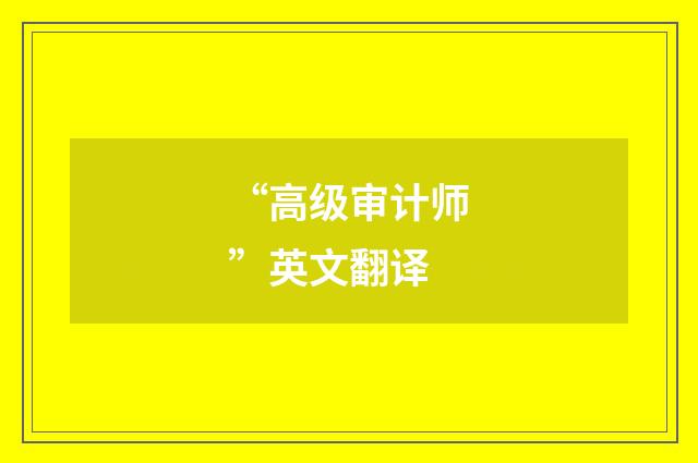 “高级审计师”英文翻译