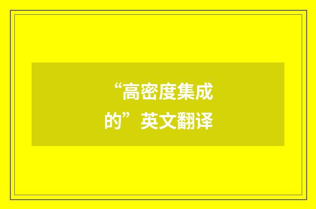 “高密度集成的”英文翻译
