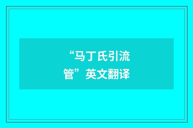 “马丁氏引流管”英文翻译